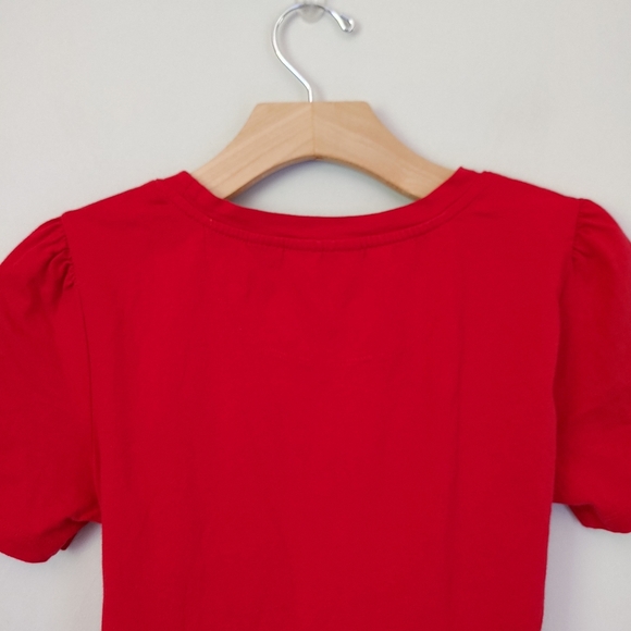Anthropologie Maeve Dakota Short Sleeve T-Shirt Belted Wrap Top Red Small - Picture 13 of 16
